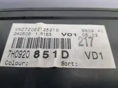 Автозапчасти б/у приборная доска за volkswagen t5 transporter/furgoneta 1.9 tdi cat (axb) ссылки oem iam 7h0920851d