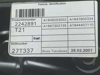 Peça sobressalente para automóvel em segunda mão elevador de vidros traseiro esquerdo por mercedes clase m 3.0 cdi referências oem iam a1647300479 a1647300479 