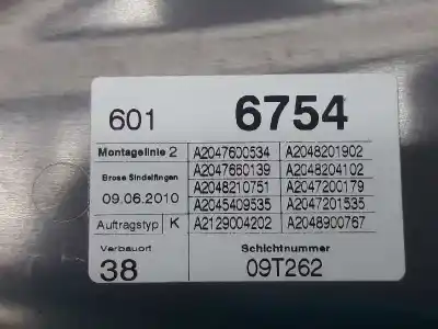 Автозапчастина б/у регулятор вікна передній лівий для clase c clase c berlina 2.1 cdi посилання на oem iam 2127201579  981692105