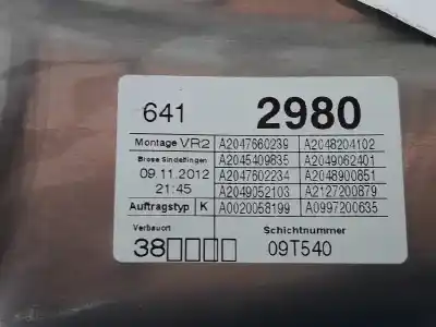 Автозапчастина б/у регулятор переднього правого скла для mercedes-benz clase c (w205) lim. 2.1 cdi cat 170 cv / 125 kw посилання на oem iam a2047200679  981693105