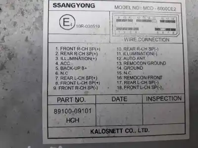Автозапчасти б/у аудиосистема / радио cd за ssangyong actyon 2.0 td ссылки oem iam 8910009101  mcd6000ce2
