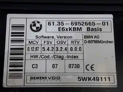 Second-hand car spare part body control unit for bmw 5 (e60) 530 d oem iam references 61356952665  5wk49111