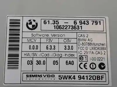 Second-hand car spare part bsi control unit for bmw 3 (e90) 320 i oem iam references 61356943791  61359395657