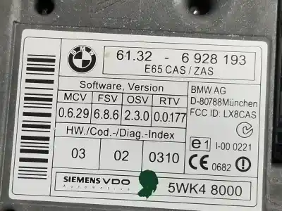 Second-hand car spare part start card / key reader for bmw 7 (e65, e66, e67) 730 d oem iam references 61326928193  61326928193