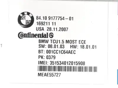 Peça sobressalente para automóvel em segunda mão centralina de telefone por bmw serie 3 cabrio 3.0 turbodiesel referências oem iam 84109177754