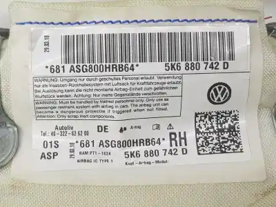 Автозапчасти б/у передняя правая подушка безопасности за volkswagen golf vi variant (aj5) 1.6 tdi dpf ссылки oem iam 5k6880742d  5k6880742d
