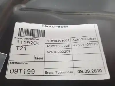 Автозапчастина б/у регулятор скла заднього правого для mercedes-benz clase r (w251, v251) r 350 cdi 4-matic (251.023, 251.123) посилання на oem iam a2517302779  a2517302779