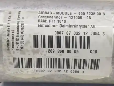 Автозапчасти б/у комплект подушки безопасности за mercedes-benz clk (c209) clk 220 cdi (209.308) ссылки oem iam a2096800287  a2308600102