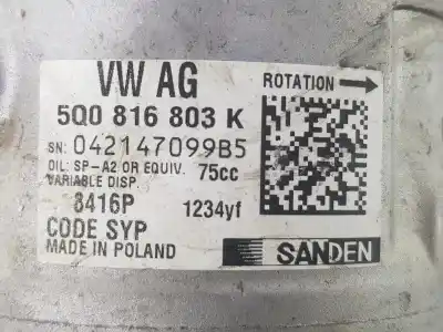 Автозапчастина б/у компресор кондиционера для volkswagen caddy furgón/kombi 2.0 tdi посилання на oem iam 5q0816803k  5q0816803k