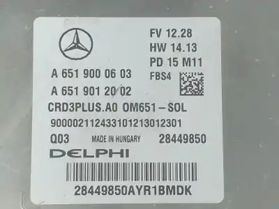 Second-hand car spare part ecu engine control for mercedes-benz clase c (w205) lim. 2.1 cdi cat 170 cv / 125 kw oem iam references a6519000603  a6519012002