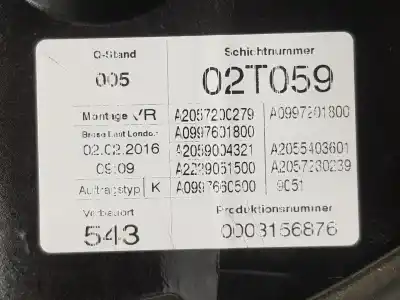 Автозапчасти б/у регулятор стекла переднего правого за mercedes-benz clase c bm 205 berlina c 220 cdi bluetec 205.004 ссылки oem iam a2057205023  a2057200279