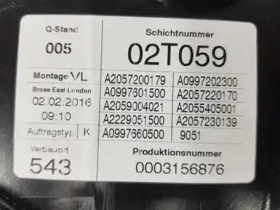 Second-hand car spare part driver left window regulator for clase m clase c lim. 2.1 cdi oem iam references a2057204923  2057200179