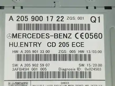 Second-hand car spare part gps navigation system for mercedes-benz clase c (w205) lim. 2.1 cdi cat 170 cv / 125 kw oem iam references a2059001722  a2059013300
