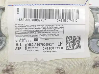 Автозапчастина б/у передня ліва подушка безпеки для volkswagen golf vi variant (aj5) 1.6 tdi dpf посилання на oem iam 5k6880741d  5k6880741d