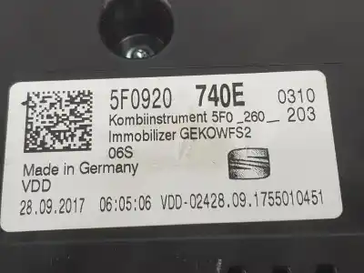 Автозапчасти б/у приборная доска за seat leon (5f1) 1.4 16v tsi act ссылки oem iam 5f0920740e  5f0920740e