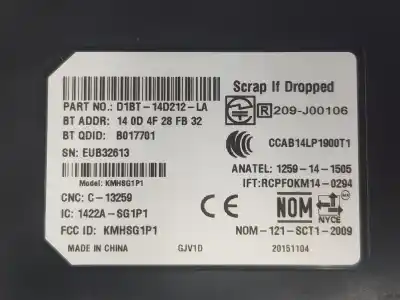 Peça sobressalente para automóvel em segunda mão módulo eletrônico por ford fiesta vi (cb1, ccn) 1.6 st referências oem iam d1bt14d212la  d1bt14d212la