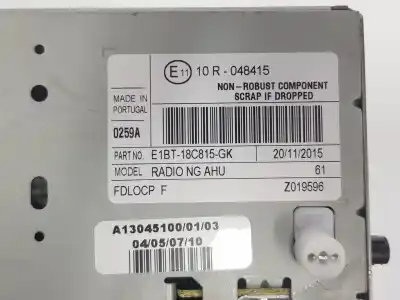 Second-hand car spare part audio system / radio cd for ford fiesta vi (cb1, ccn) 1.6 st oem iam references 2342466  e1bt18c815gr