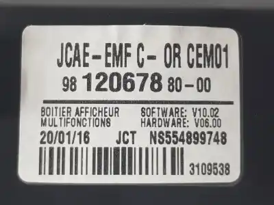 Second-hand car spare part multifunction display for citroen celysée 1.6 16v oem iam references 9812067880  9812067880