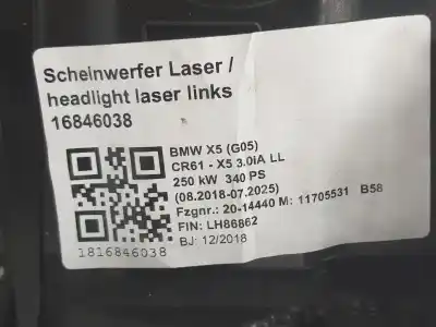 Pezzo di ricambio per auto di seconda mano faro anteriore sinistro per bmw x5 (g05, f95) m50 i xdrive riferimenti oem iam 63119850417