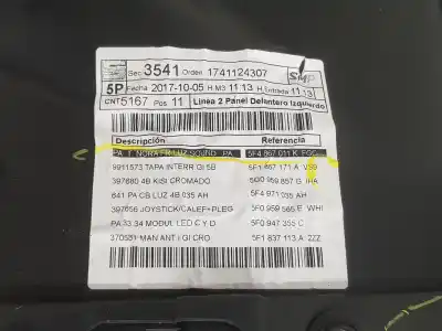 Автозапчасти б/у обивка левой передней двери за seat leon (5f1) 1.4 16v tsi act ссылки oem iam 5f4867011j  5f4867011j