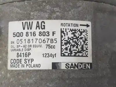 Автозапчасти б/у компрессор кондиционера воздуха за seat leon (5f1) 1.4 16v tsi act ссылки oem iam 5q0816803f
