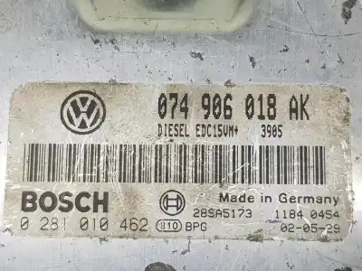 Recambio de automóvil de segunda mano de centralita motor uce para volkswagen t4 transporter/furgoneta (mod. 1991) 2.5 tdi 88 cv / 65 kw referencias oem iam 074906018ak  0281010462