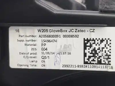 Second-hand car spare part glove compartment for clase c clase c lim. 2.1 cdi oem iam references a2056800091  a2056800091