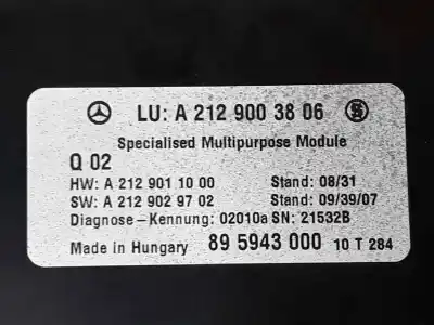 Second-hand car spare part electronic module for clase c clase e lim. 2.1 cdi oem iam references a2129003806  895943000