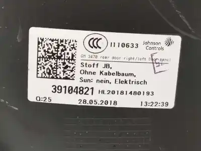 Автозапчасти б/у обивка задней левой двери за opel zafira 1.6 cdti dpf ссылки oem iam 39104823