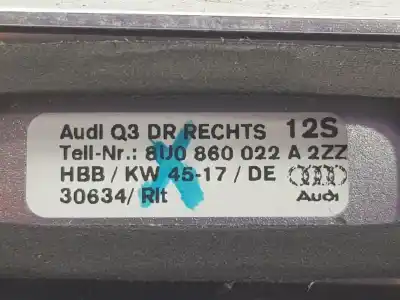 Автозапчастина б/у бруски для даху для audi q3 (8ub, 8ug) 2.0 tdi посилання на oem iam 8u0860022a  8u0860022a 2zz