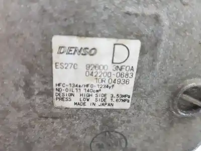 Second-hand car spare part air conditioning compressor for nissan leaf el oem iam references 926003nf0a  926003nf0a