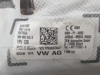 Автозапчасти б/у подушка безопасности передняя правая за volkswagen tiguan (ad1, ax1) 2.0 tdi ссылки oem iam 5nn880204d  5nn880204d