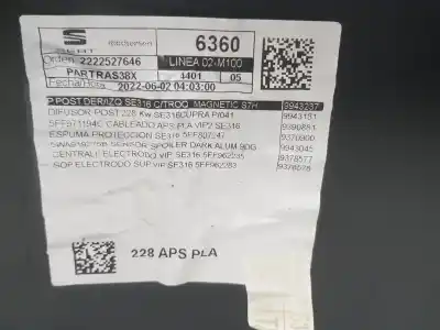 Pezzo di ricambio per auto di seconda mano paraurti posteriore per cupra formentor 2.0 tsi riferimenti oem iam 5ff807568c 5ff807568c color gris s7h 