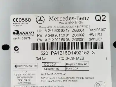 Peça sobressalente para automóvel em segunda mão sistema de áudio / rádio cd por clase c clase a 2.1 cdi referências oem iam a2469000012  a2469019901