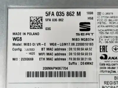 Автозапчастина б/у аудіо система / радіо cd для cupra leon 2.0 tdi посилання на oem iam 5fa035862m  5fa035862m
