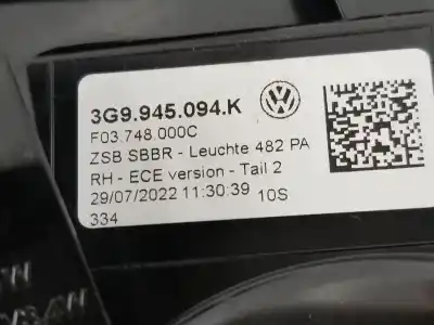 Автозапчасти б/у внутренний правый задний фонарь за volkswagen passat variant 2.0 tdi ссылки oem iam 3g9945094k  3g9945094h