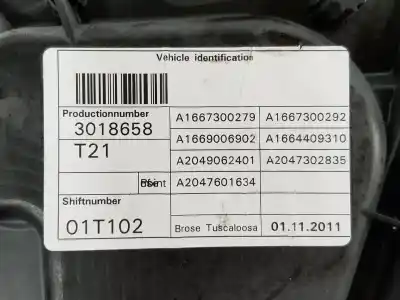 Second-hand car spare part rear right window regulator for clase c clase m 2.1 cdi oem iam references a1667300279  a1667300279