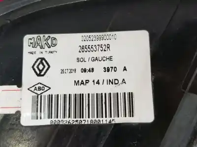Second-hand car spare part left tailgate light for renault clio iv 0.9 oem iam references 265553752r  265553752r