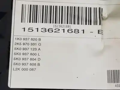 Gebrauchtes Autoersatzteil relais sicherungskasten multifunktionsrelais zum volkswagen caddy ka/kb (2c) 1.6 tdi oem-iam-referenzen 1k0937125d  1k0937820b