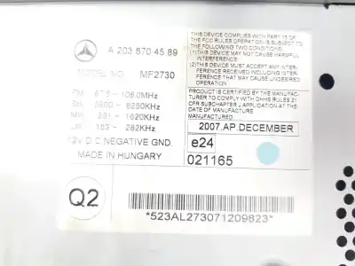 Автозапчастина б/у аудіо система / радіо cd для mercedes-benz clase clc (cl203) clc 2.2 cdi cat посилання на oem iam a2038704589  a2038704589