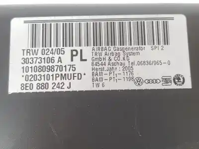 Автозапчастина б/у передня права бічна подушка безпеки для audi a4 b7 (8ec) 2.0 tdi 16v посилання на oem iam 8e0880242j  8e0880242j