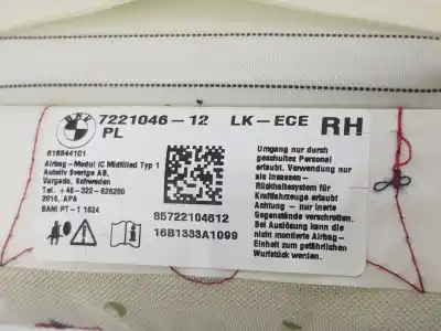 Peça sobressalente para automóvel em segunda mão airbag de cortina dianteiro direito por bmw serie 4 gran coupe 3.0 turbodiesel referências oem iam 72127221046 7221046 