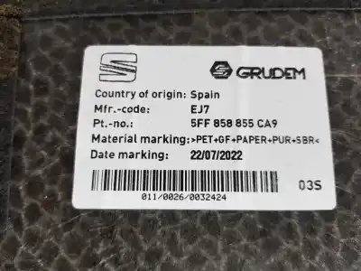 Автозапчастина б/у оббівка багажника для cupra formentor dpca посилання на oem iam 5ff858855  5ff858855