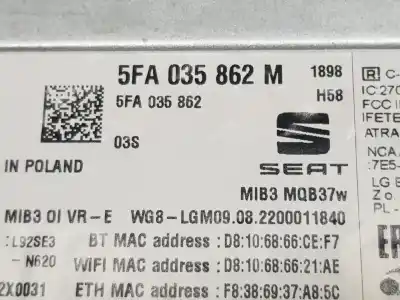 Second-hand car spare part audio system / radio cd for cupra formentor dpca oem iam references 5fa035862m  5fa035862m