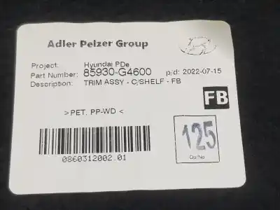 Peça sobressalente para automóvel em segunda mão chapeleira por hyundai i30 fastback 2.0 tgdi cat referências oem iam 85930g4600