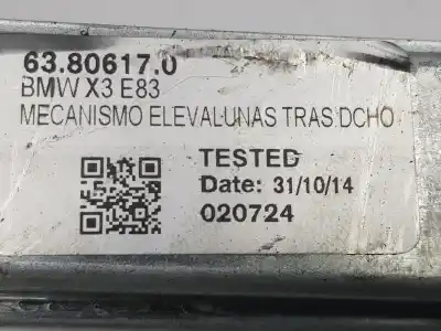 Second-hand car spare part rear right window regulator for bmw x3 (e83) 3.0 d oem iam references 51353448252  3448252