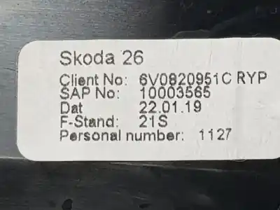 Автозапчасти б/у аэратор за skoda fabia 1.0 mpi ссылки oem iam 6v0820951c  6v0820951c