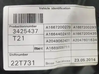 Автозапчастина б/у регулятор переднього правого скла для clase c clase m 3.0 cdi посилання на oem iam a1667200279  a1667200279