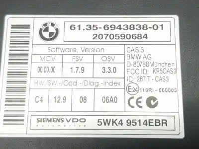 Second-hand car spare part electronic module for bmw x5 (e70) 3.0 si oem iam references 61356943838  6943838