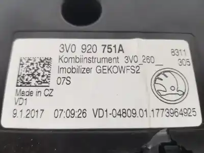 Автозапчастина б/у панель інструментів для skoda superb berlina 3v3 active посилання на oem iam 3v0920751a  3v0920751a